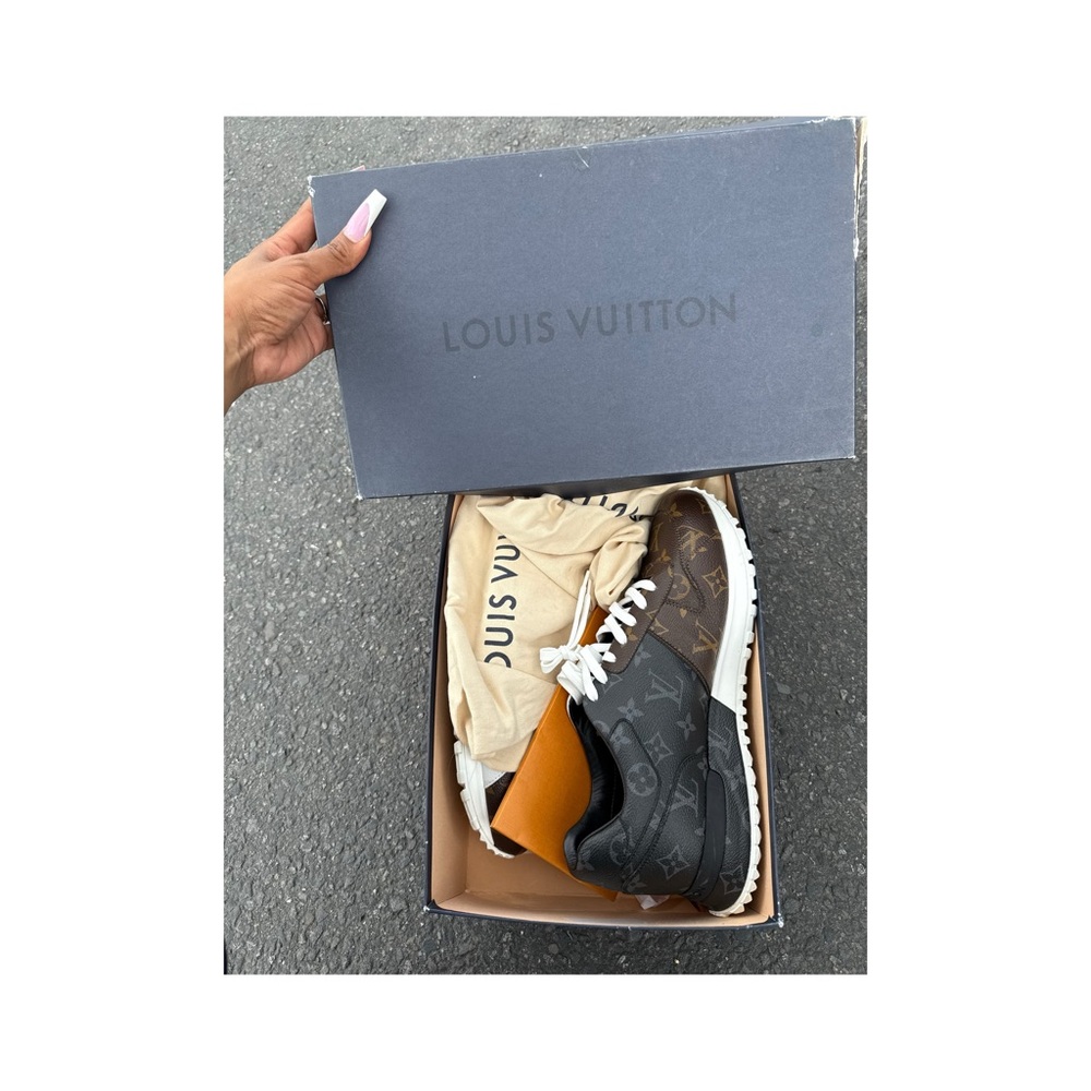 Louis Vuitton Black and Brown Sneakers with Monogram Pattern